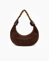 Refined Chain-Handle Leather Crescent Bag
