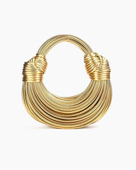 Gold Tubular Knotted Crescent Shoulder Bag