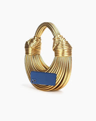 Gold Tubular Knotted Crescent Shoulder Bag