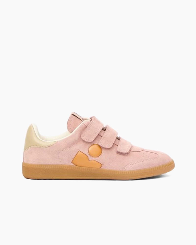 Women's Beige Suede Leather Hook-and-Loop Sneakers