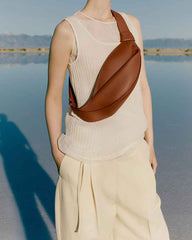 [S-Tier] Nappa Leather Folded Crescent Crossbody Belt Bag