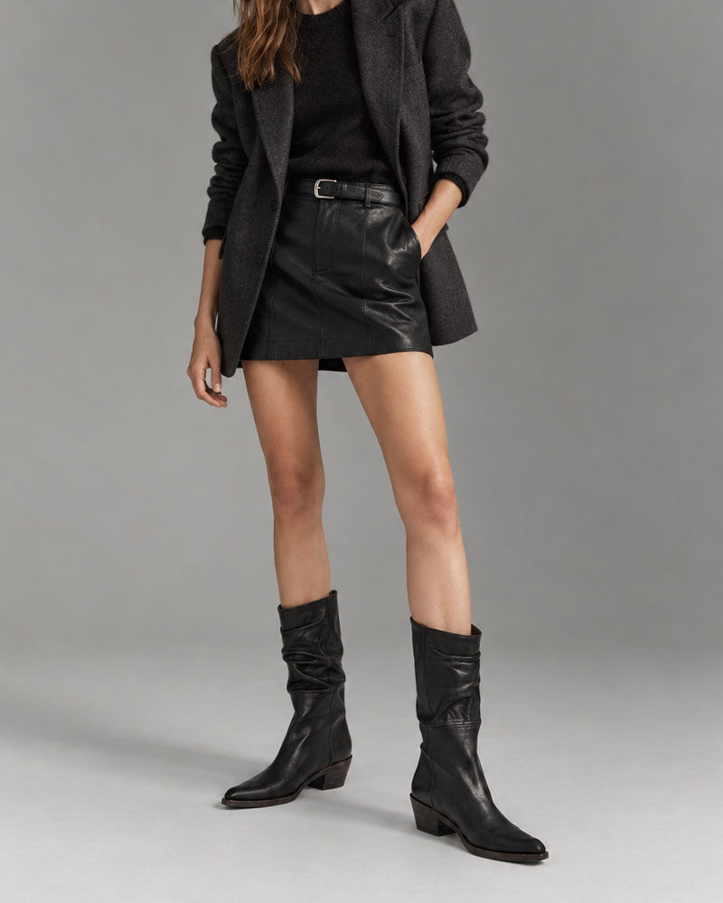 City-Stroll-Black-Square-Toe-Block-Heel-Boots-8
