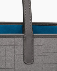 Woven Grid Structured Canvas Carryall Tote