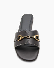 Casual City Slide Sandals With Metal Detail