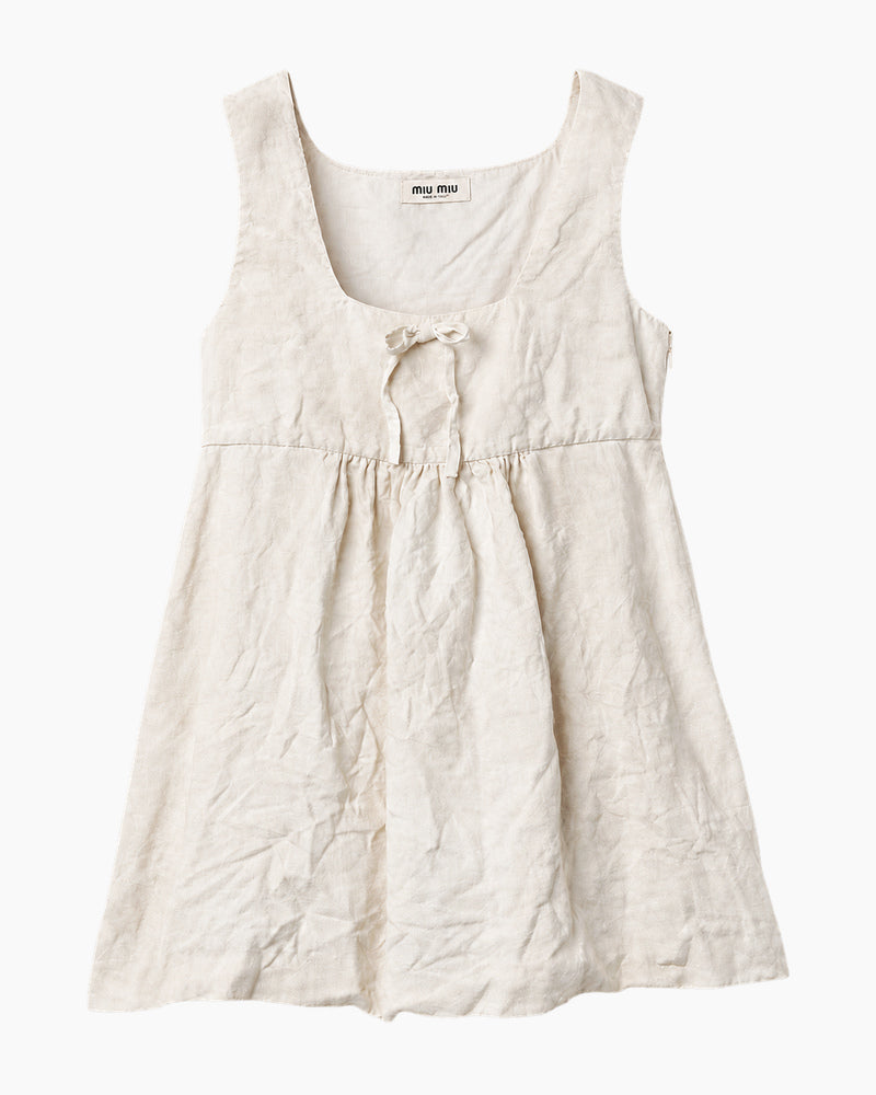 Summer Brunch Linen Bow A Line Mini Dress