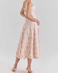 Sweet Floral Lace-back Midi Sundress