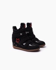 Women’s Star-Studded Suede Wedge High-Top Sneakers