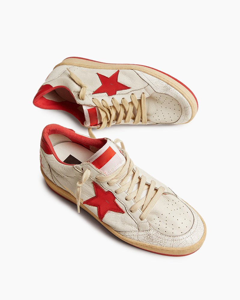 White Nappa Leather Sneakers with Star and Heel Tab