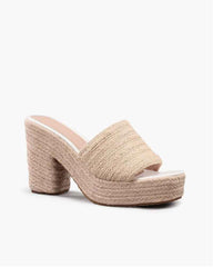 Weekend Beach Style Woven Platform Mules
