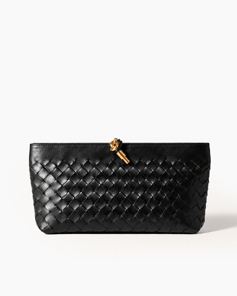 Black-Woven-Leather-Everyday-Zip-Clutch-2
