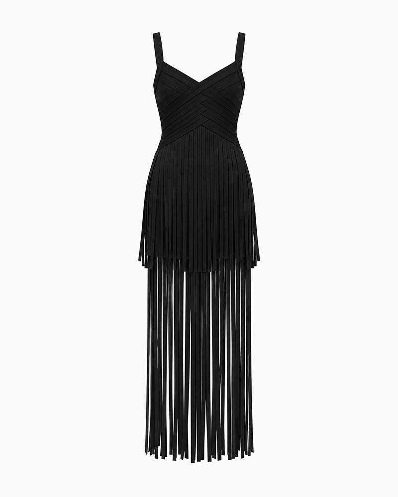 Black-Sleeveless-Fringe-Maxi-Dress-For-Cocktail-Parties-6