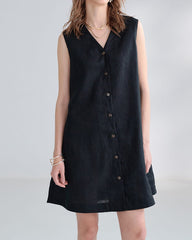 Summer-Office-Casual-Sleeveless-Linen-Shirt-Dress-12