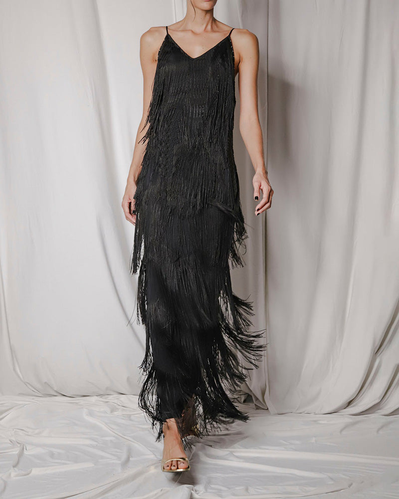 Ballroom-V-Neck-Sleeveless-Tiered-Fringe-Maxi-Dress-3