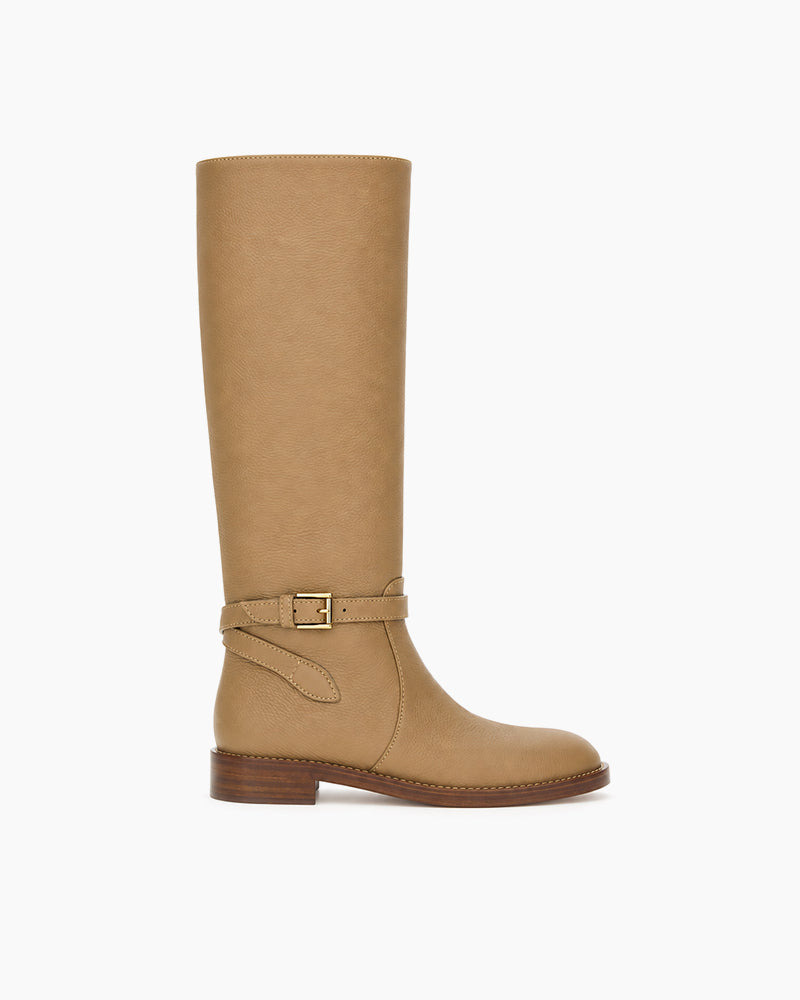 City-Stroll-Camel-Leather-Knee-High-Buckle-Boots-11