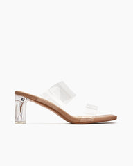 Transparent Chunky Backless Open Toe Heels