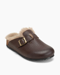 Charm Retro Wool Lining Leather Backness Mules