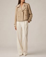 (Clean Up - S/M) Short Double-Breasted Beige Coat