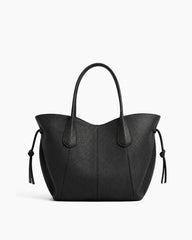 Sculptural Textured Leather Tote Bag-Black