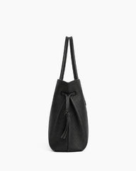 Sculptural Textured Leather Tote Bag-Black