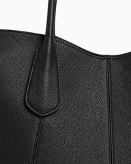 Sculptural Textured Leather Tote Bag-Black