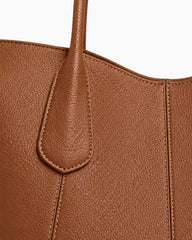 Sculptural Textured Leather Tote Bag-Brown