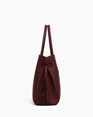Sculptural Textured Leather Tote Bag-Burgundy