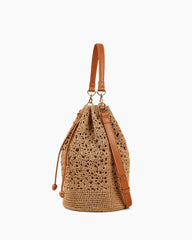 Crochet Raffia Drawstring Bucket Bag