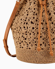 Crochet Raffia Drawstring Bucket Bag