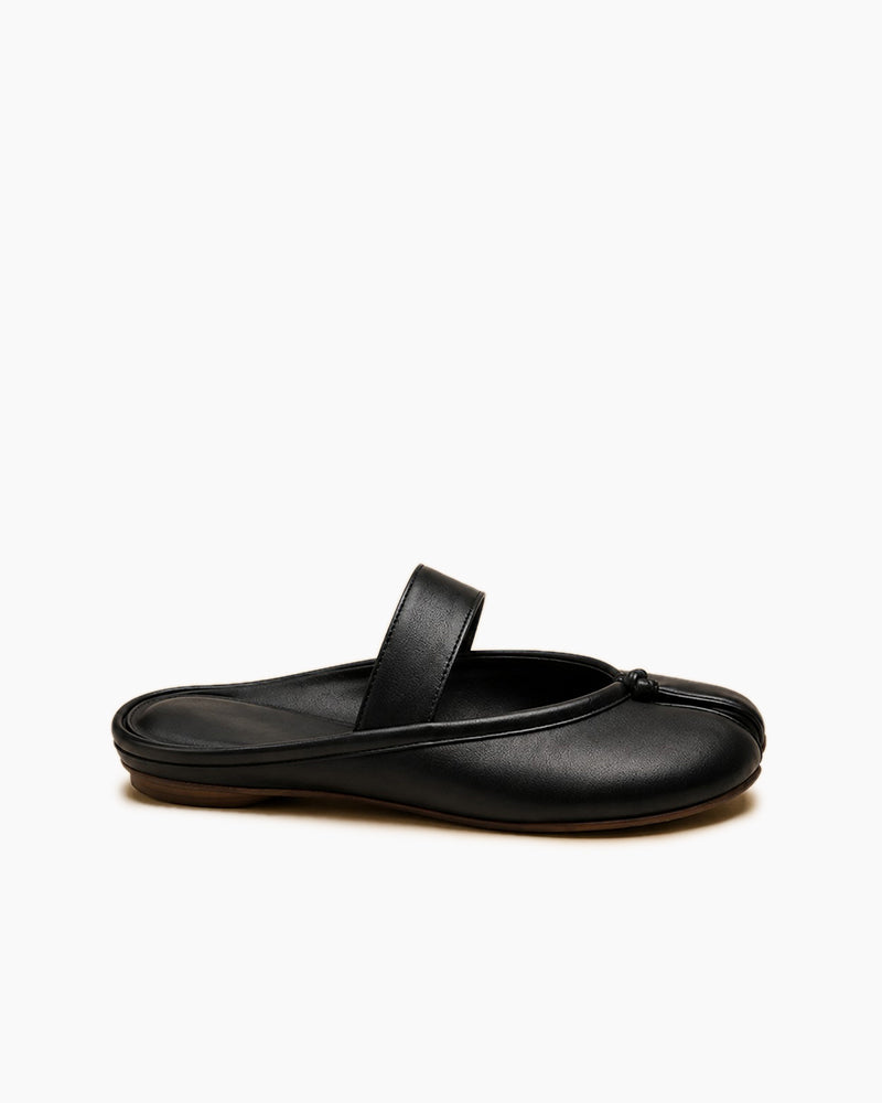 Women's Minimalist Leather Split-Toe Flat Mules