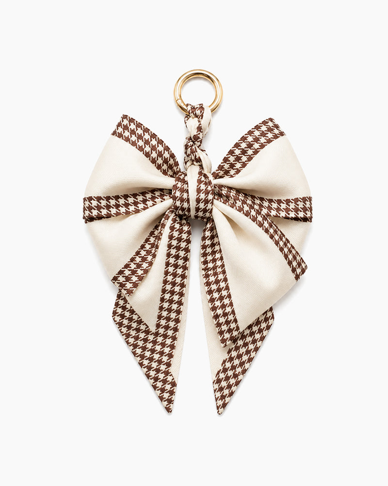 Elegant Printed Scarf Bow Bag Charm Keychain