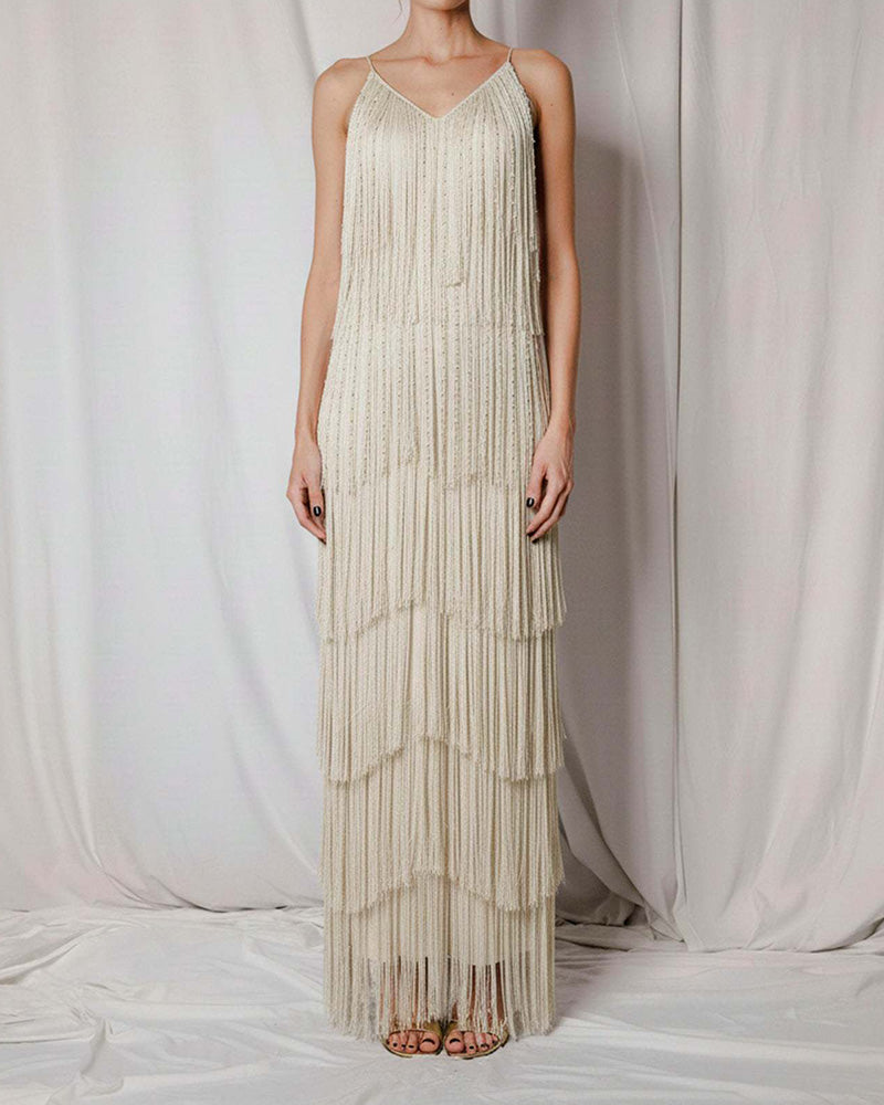 Ballroom-V-Neck-Sleeveless-Tiered-Fringe-Maxi-Dress-6