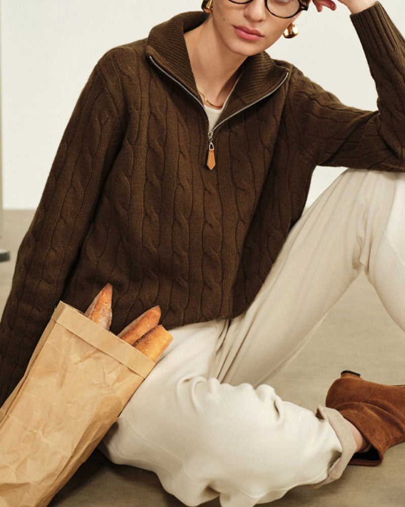 Chalet-Cashmere-Cable-Knit-Quarter-Zip-Pullover-Sweater-4