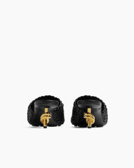 Gold Knot Heel Mules Woven Kitten Heel Pumps