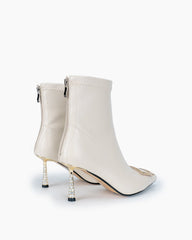 Rhinestones Stiletto High Heel Square Buckle Boots