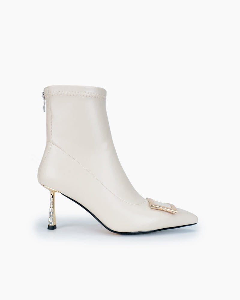 Rhinestones Stiletto High Heel Square Buckle Boots