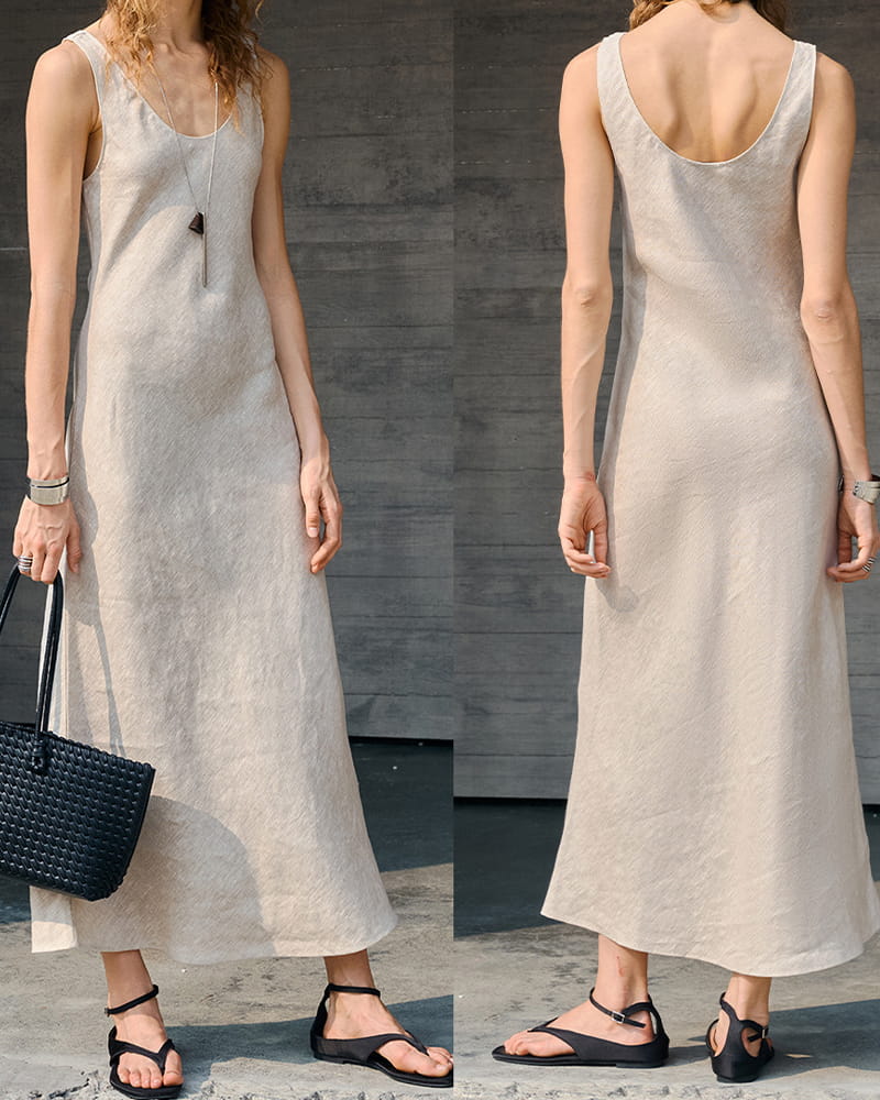 Summer-Citywalk-Minimalist-Linen-Midi-Dress-4