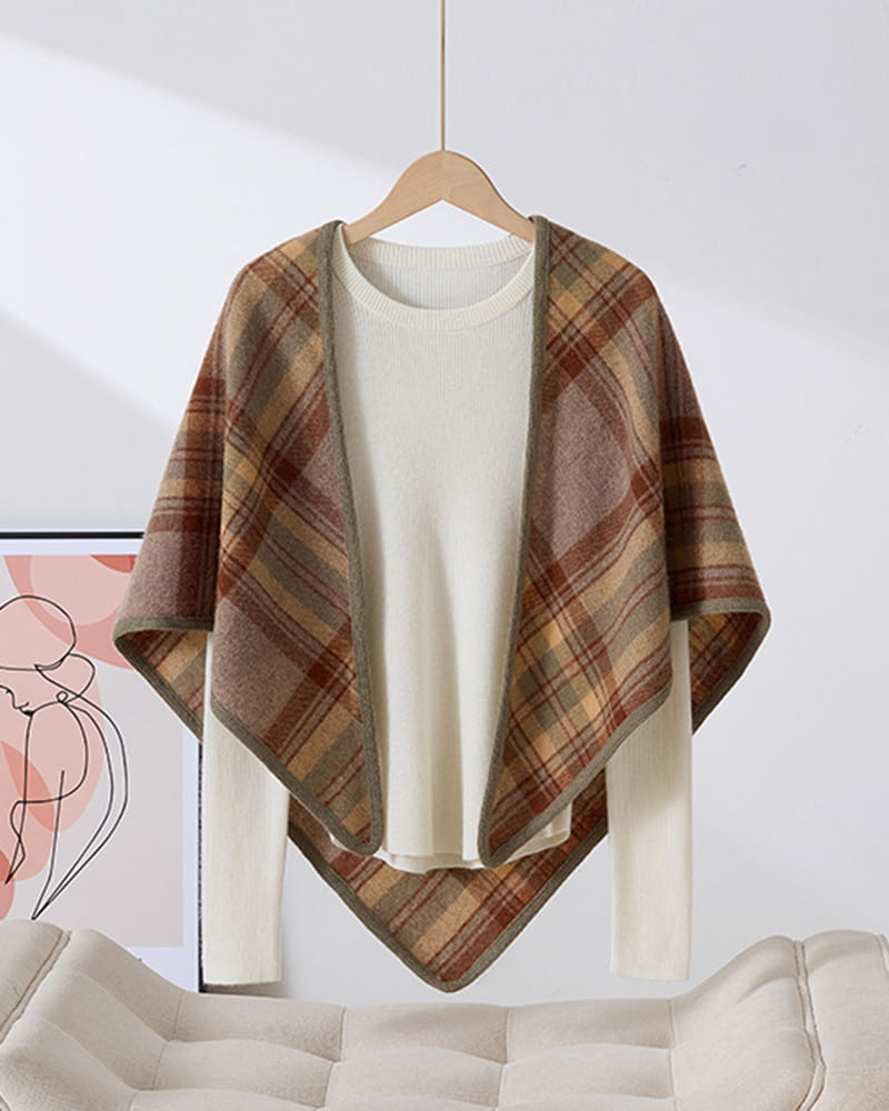 Cozy-Winter-Plaid-Wool-Triangle-Neck-Scarf-5