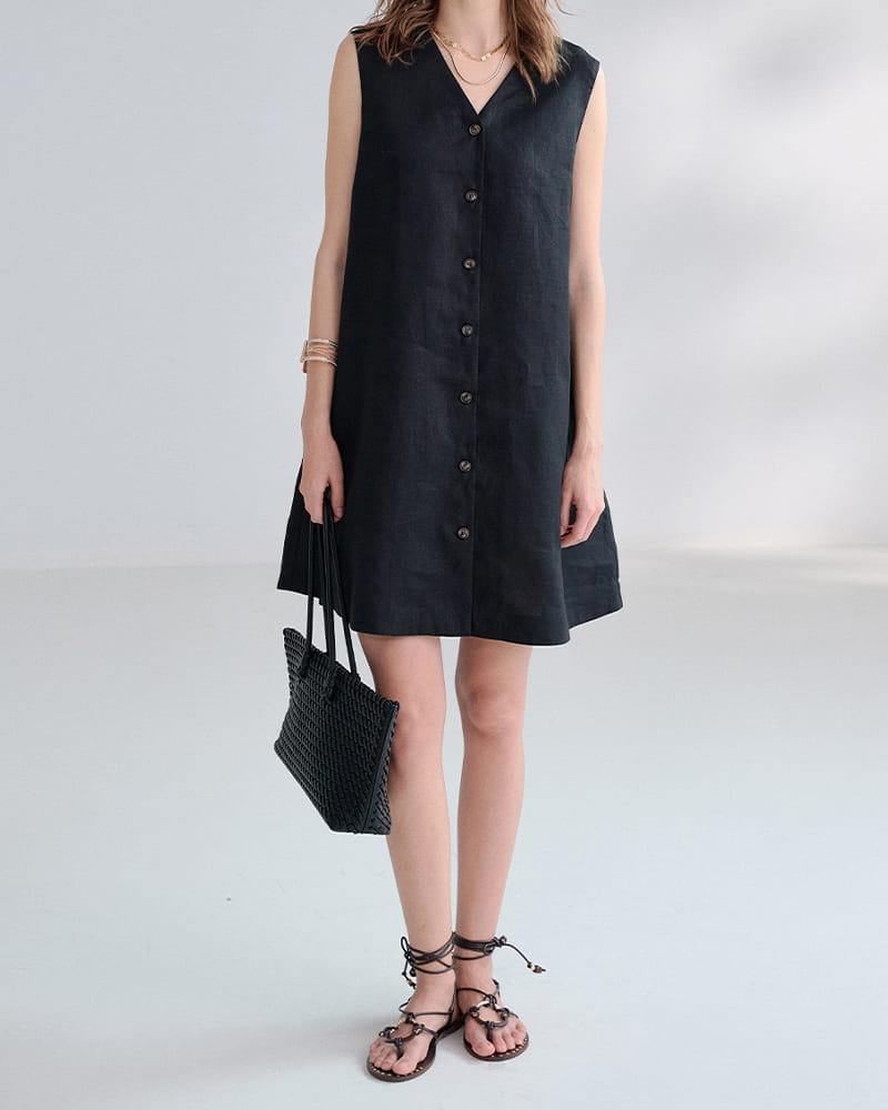 Summer-Office-Casual-Sleeveless-Linen-Shirt-Dress-10