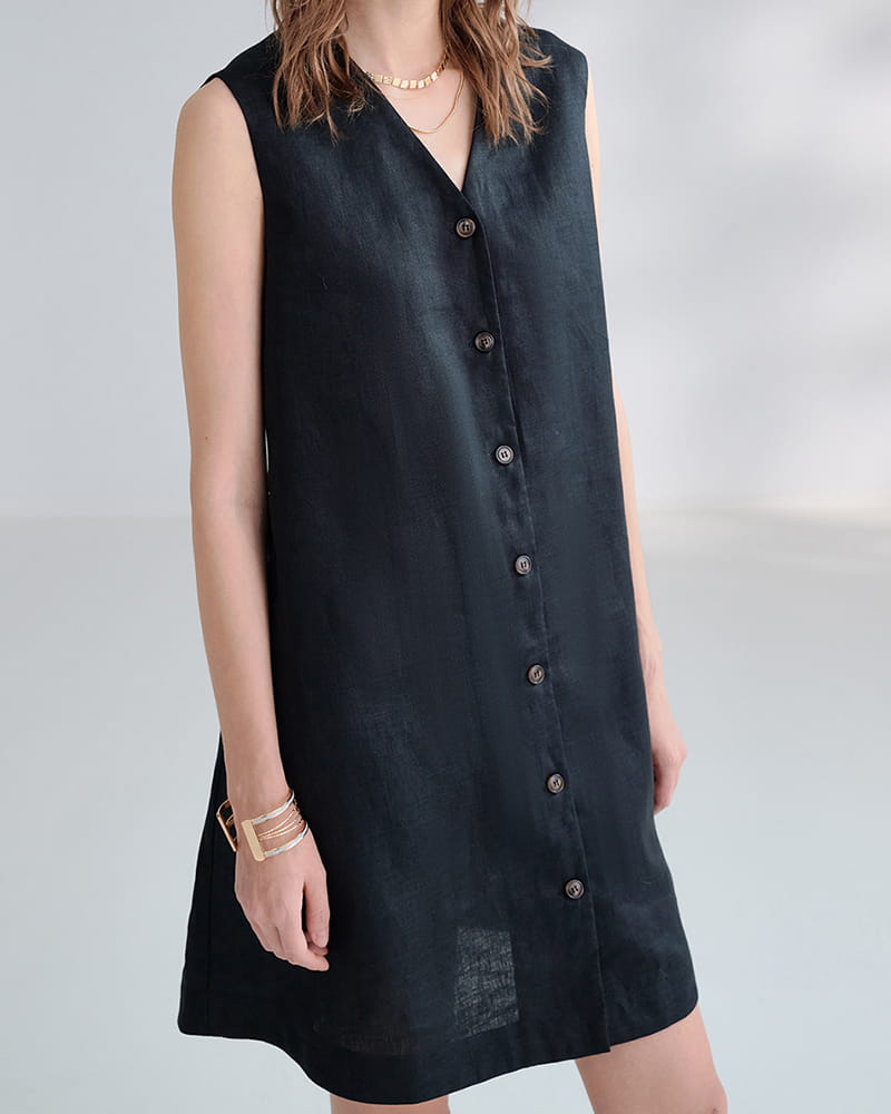 Summer-Office-Casual-Sleeveless-Linen-Shirt-Dress-4