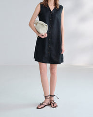 Summer-Office-Casual-Sleeveless-Linen-Shirt-Dress-2