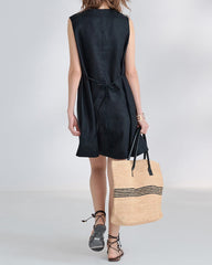 Summer-Office-Casual-Sleeveless-Linen-Shirt-Dress-1