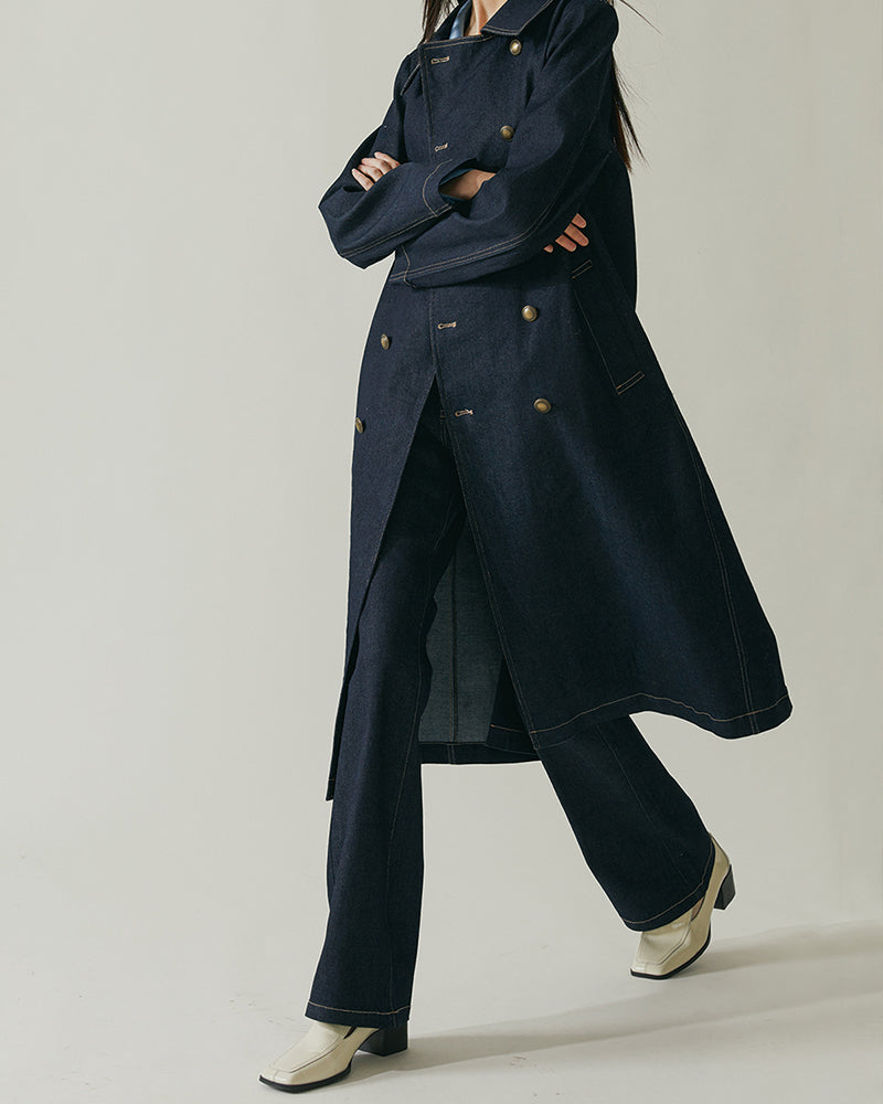 Office-Belted-Denim-Trench-Coat-With-Contrast-Stitching-5
