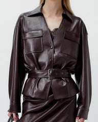 Gallery-Faux-Leather-Belted-Jacket-And-Lace-Trim-Skirt-Set-5