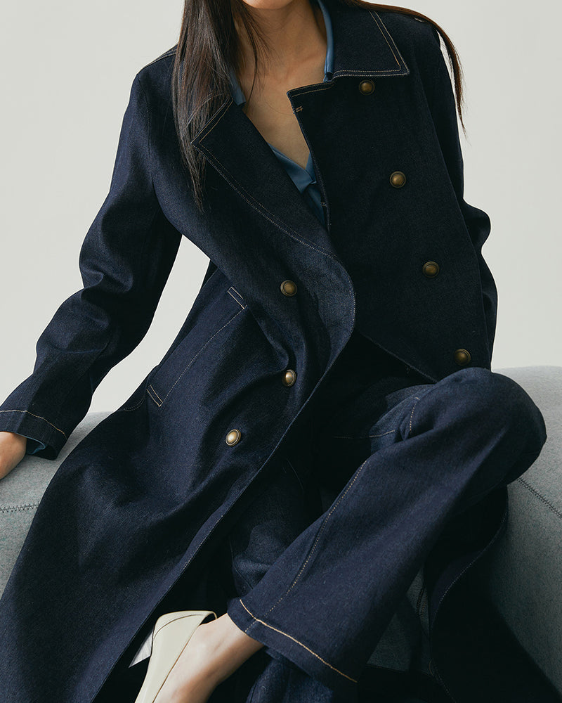 Office-Belted-Denim-Trench-Coat-With-Contrast-Stitching-7