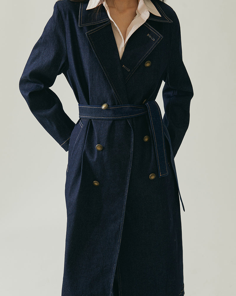 Office-Belted-Denim-Trench-Coat-With-Contrast-Stitching-6