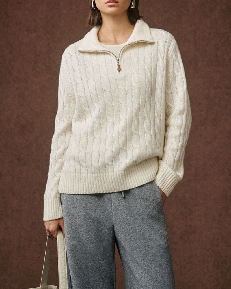 Chalet-Cashmere-Cable-Knit-Quarter-Zip-Pullover-Sweater-11