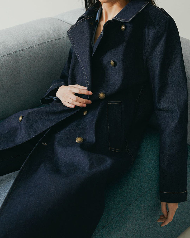 Office-Belted-Denim-Trench-Coat-With-Contrast-Stitching-2
