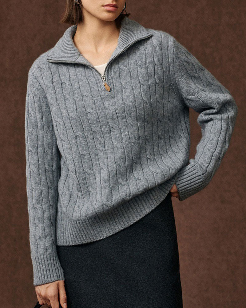 Chalet-Cashmere-Cable-Knit-Quarter-Zip-Pullover-Sweater-6