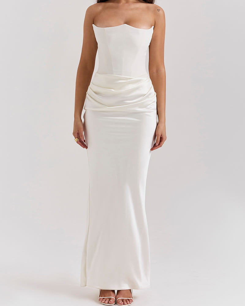 Garden-Soir¨¦e-Ivory-Strapless-Corset-Midi-Dress-38