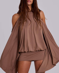 Coffee-Cape-Mini-Dress-For-Evening-Parties-6